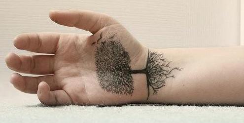 Tetování na dlani: rysy nástěnné malby